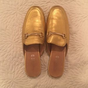 Free People Gold Leather Slip-on Loafers